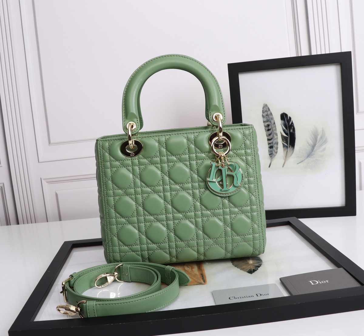 Medium Lady Dior Bag Green Cannage Lambskin